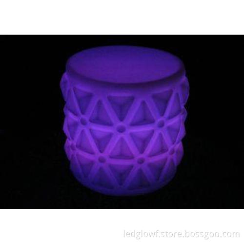 Portable LED Pub Bar Stools Drum Shape Light Up Seat Outdoo